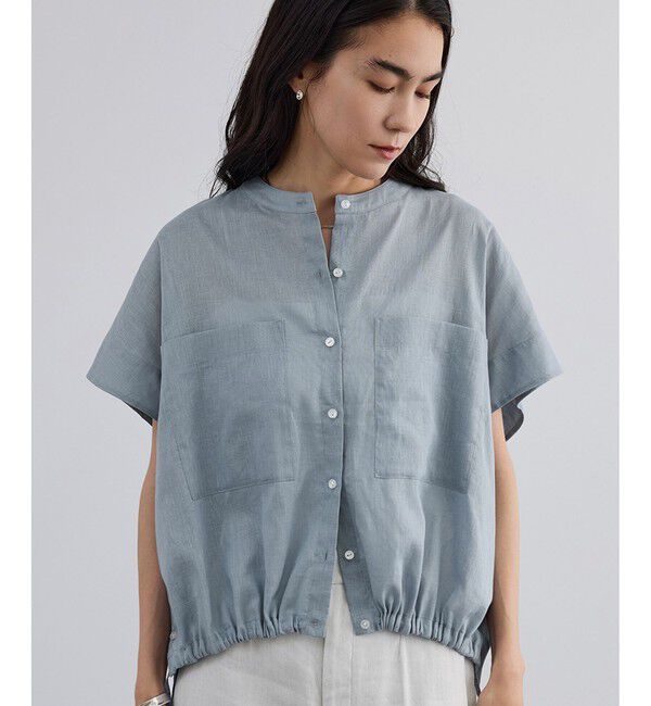 SALON adam et rope'「【WEB限定】ドロストヘムフレンチスリーブシャツ」|シャツ・ブラウス|サックス(48)