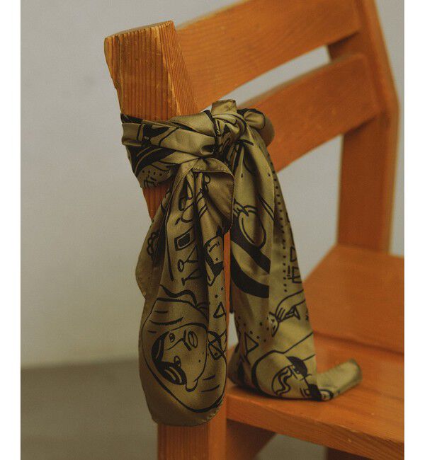 SALON adam et rope'「【Camille de Cussac for SALON】アートシルクスカーフ」|バンダナ・スカーフ|ベージュ系(29)