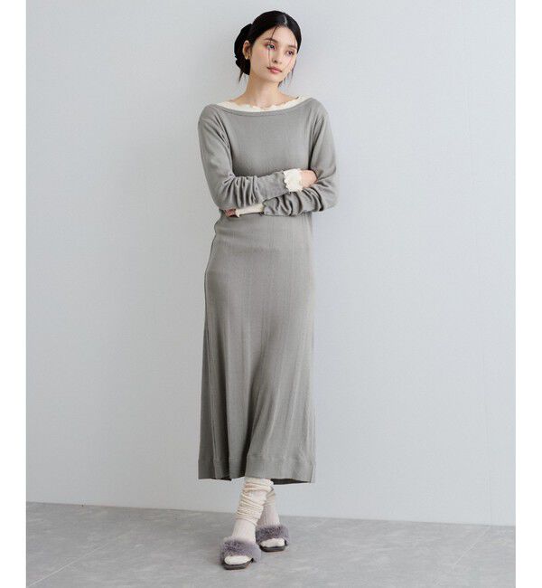 VIS「【Miller】VIS別注モデルバックオープンカットワンピース【洗える】」|ワンピース|ライトグレー