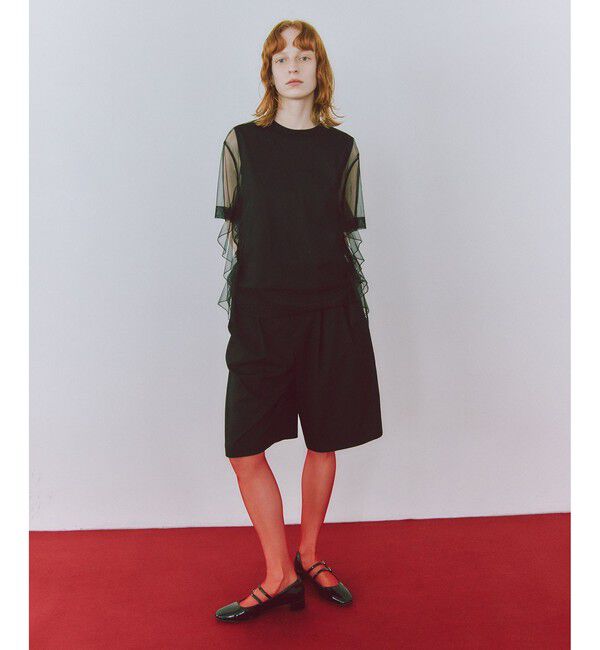 ADAM ET ROPE'「【WEB限定】・【サステナブル】・【定番】ギャザーチュールトップス」|Tシャツ・カットソー|