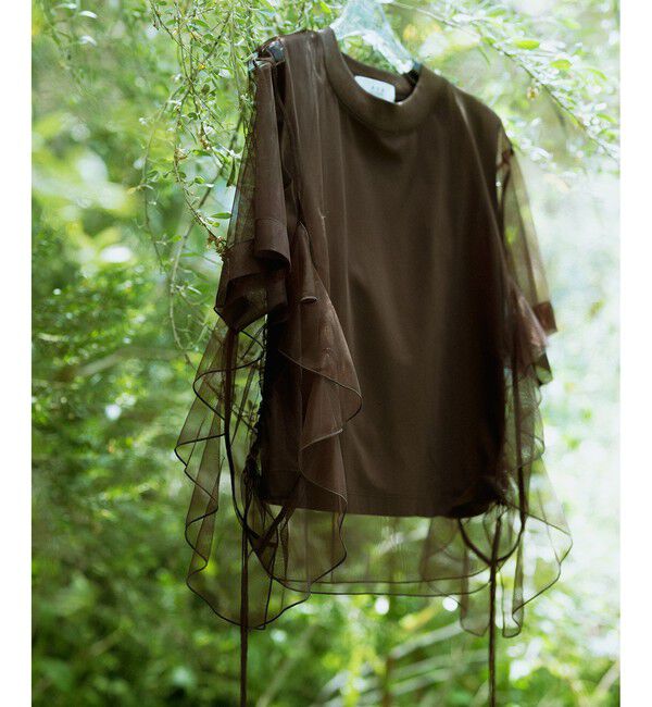 ADAM ET ROPE'「【WEB限定】・【サステナブル】・【定番】ギャザーチュールトップス」|Tシャツ・カットソー|