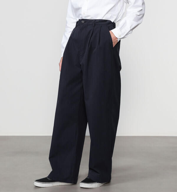 DANTON「DANTON | コットンナイロンツイル 2タックワイドイージーパンツ MEN」|チノ|NAVY