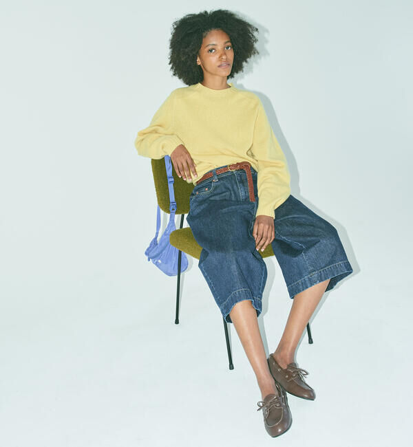 Morris & Sons「MORRIS & SONS | ジーロンラム クルーネックニット WOMEN」|ニット・セーター|YELLOW