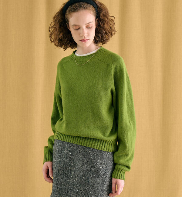 Morris & Sons「MORRIS & SONS | ジーロンラム クルーネックニット WOMEN」|ニット・セーター|GREEN