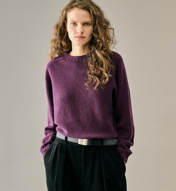 Morris & Sons「MORRIS & SONS | ジーロンラム クルーネックニット WOMEN」|ニット・セーター|PURPLE系1