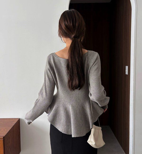  「【yuu企画】シアーレイヤードペプラムニット」|カーディガン|