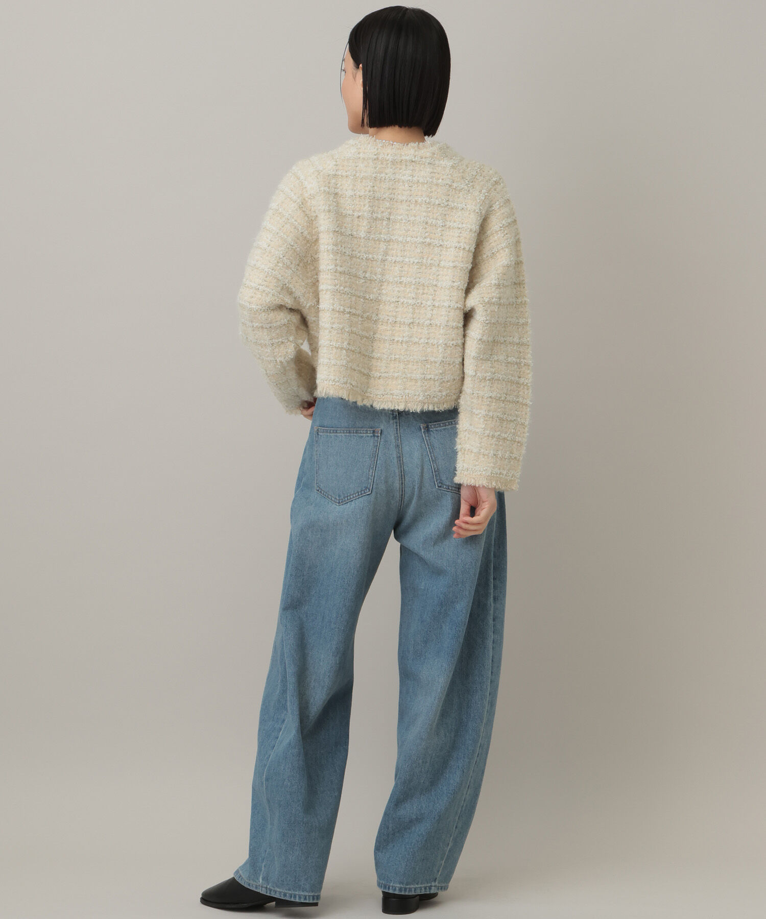  「【OUTLET】ツィードニットZIPカーディガン」|カーディガン|