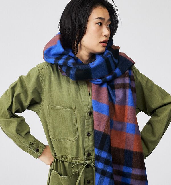 ABAHOUSE「【TWEEDMILL / ツイードミル】大判チェック柄ストール / チェックスト」|マフラー|