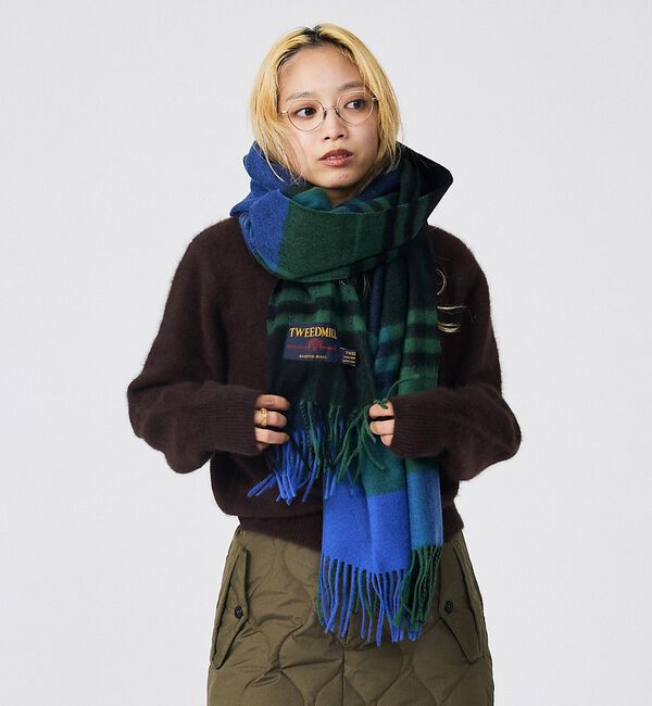 ABAHOUSE「【TWEEDMILL / ツイードミル】大判チェック柄ストール / チェックスト」|マフラー|