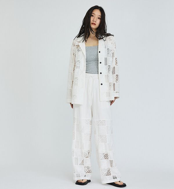 abahouse mavie「【セットアップ対応】刺繍レースワイドパンツ」|その他|