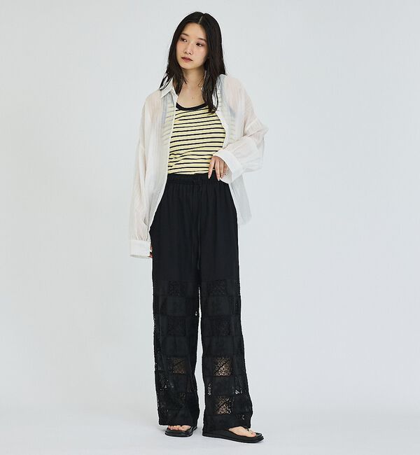 abahouse mavie「【セットアップ対応】刺繍レースワイドパンツ」|その他|
