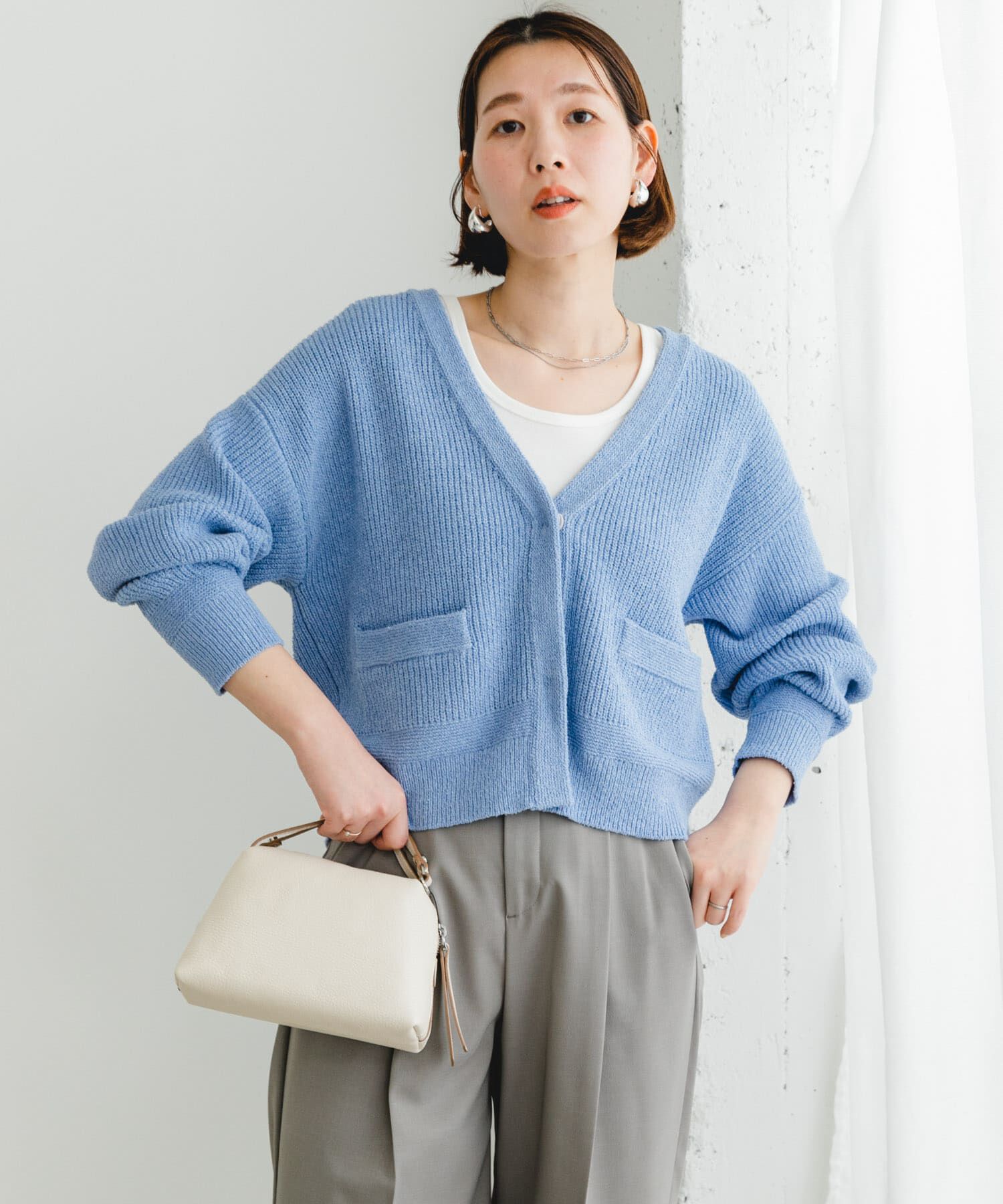 URBAN RESEARCH ROSSO「F by ROSSO　コットンブークレ片畦カーディガン」|カーディガン|
