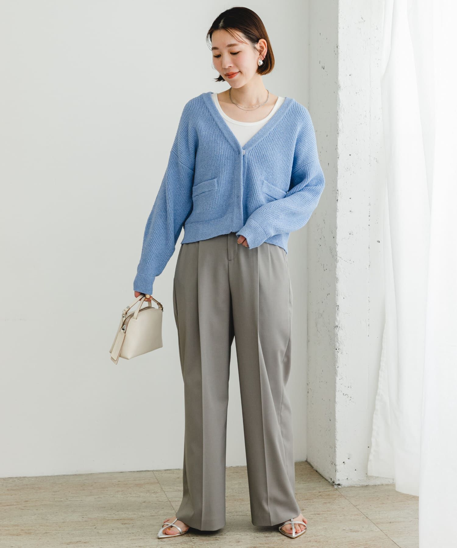 URBAN RESEARCH ROSSO「F by ROSSO　コットンブークレ片畦カーディガン」|カーディガン|