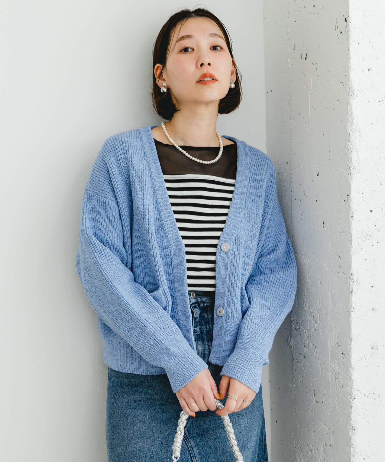 URBAN RESEARCH ROSSO「F by ROSSO　コットンブークレ片畦カーディガン」|カーディガン|