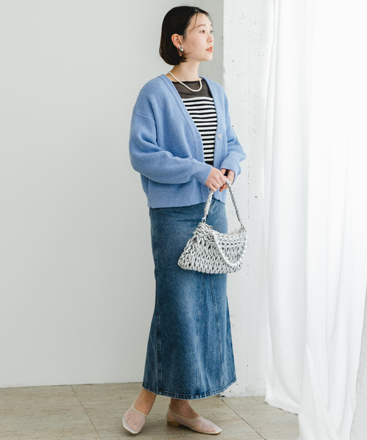 URBAN RESEARCH ROSSO「F by ROSSO　コットンブークレ片畦カーディガン」|カーディガン|