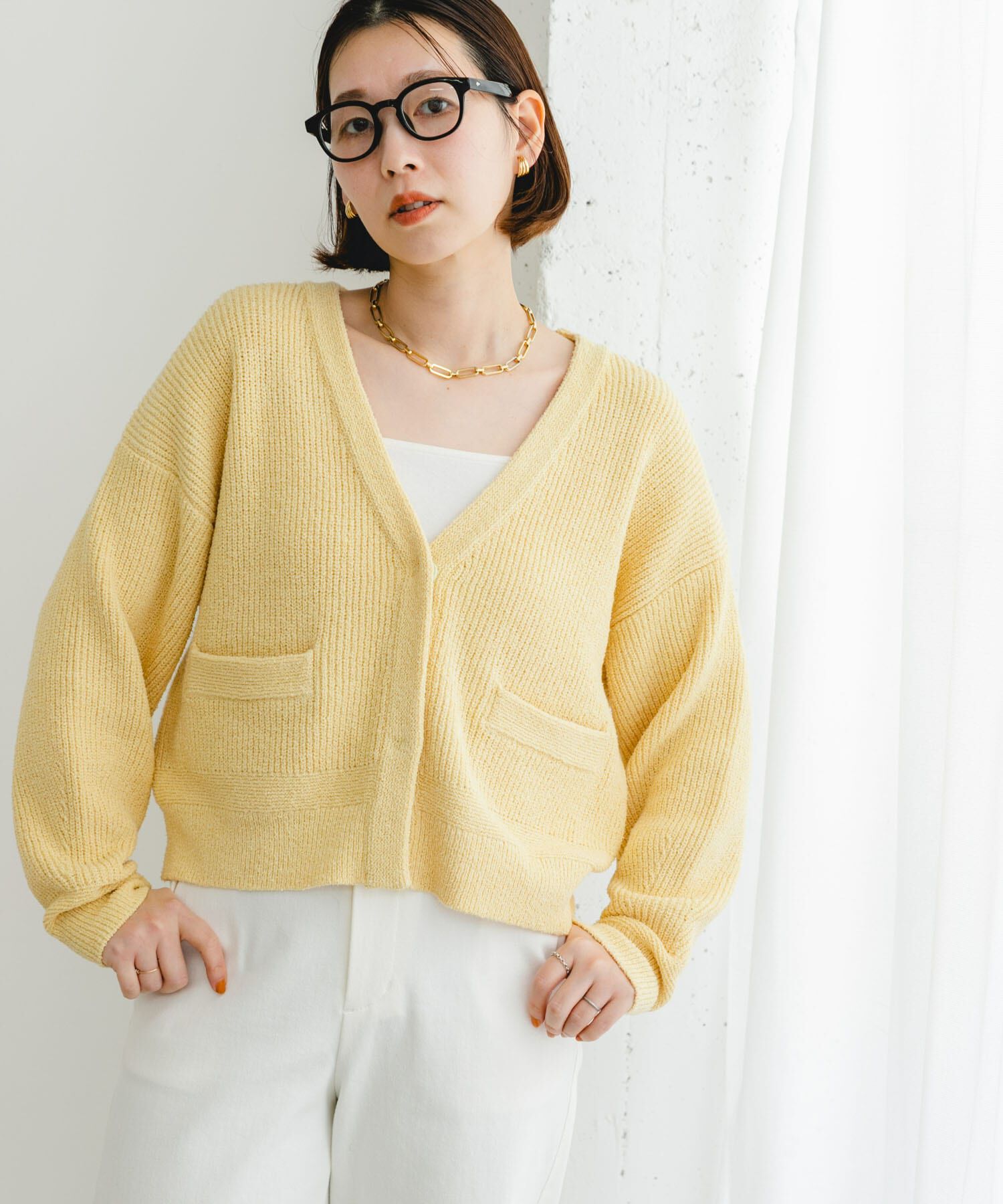 URBAN RESEARCH ROSSO「F by ROSSO　コットンブークレ片畦カーディガン」|カーディガン|