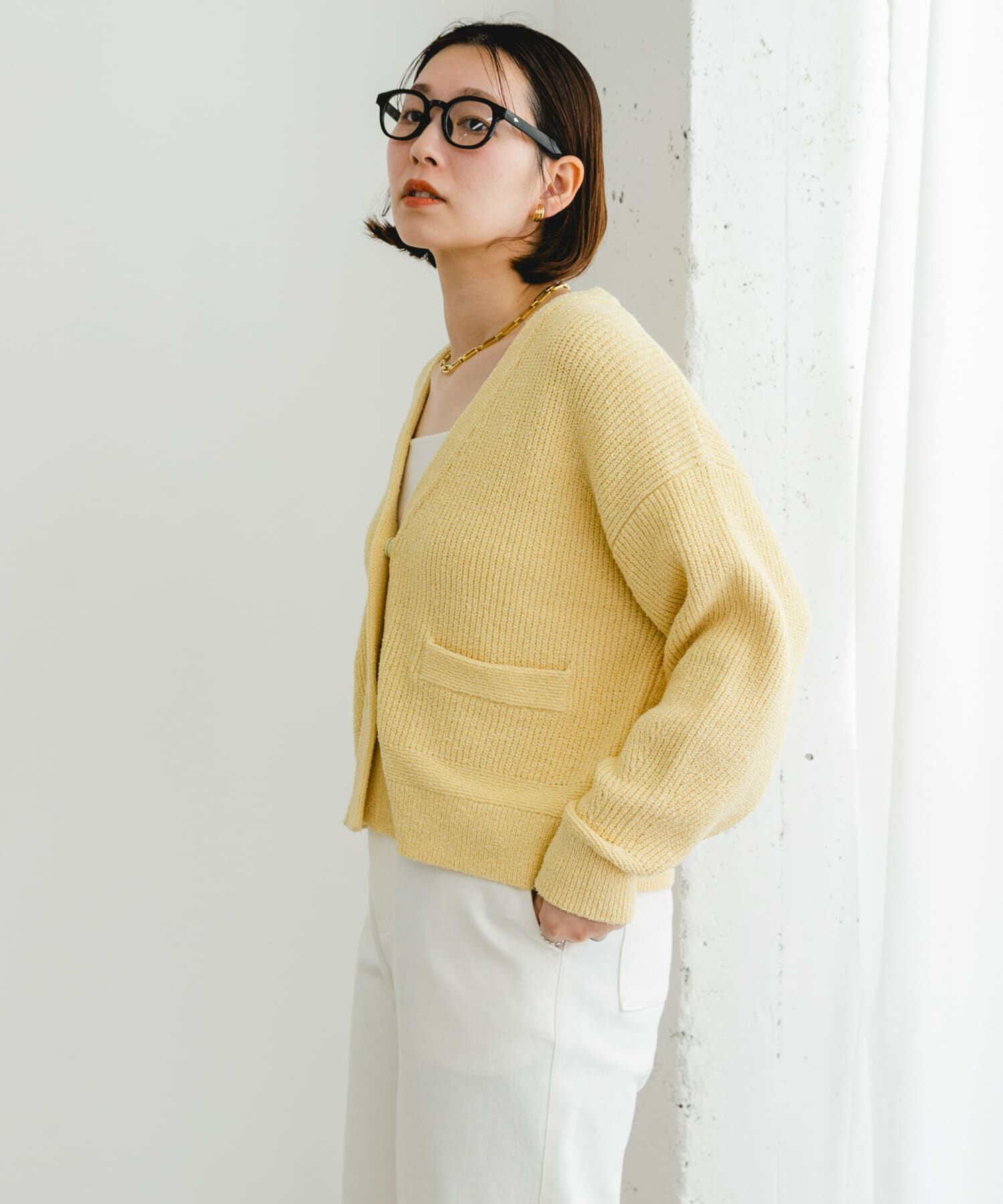 URBAN RESEARCH ROSSO「F by ROSSO　コットンブークレ片畦カーディガン」|カーディガン|