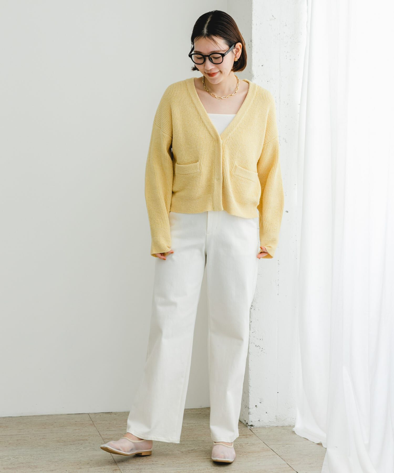 URBAN RESEARCH ROSSO「F by ROSSO　コットンブークレ片畦カーディガン」|カーディガン|