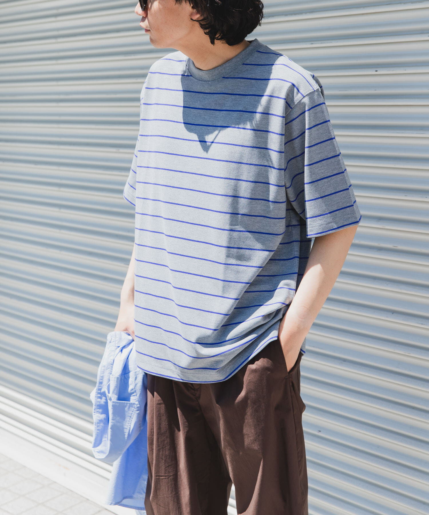 URBAN RESEARCH DOORS「FORK&SPOON　PEカノコボーダーショートスリーブTシャツ」|Tシャツ・カットソー|