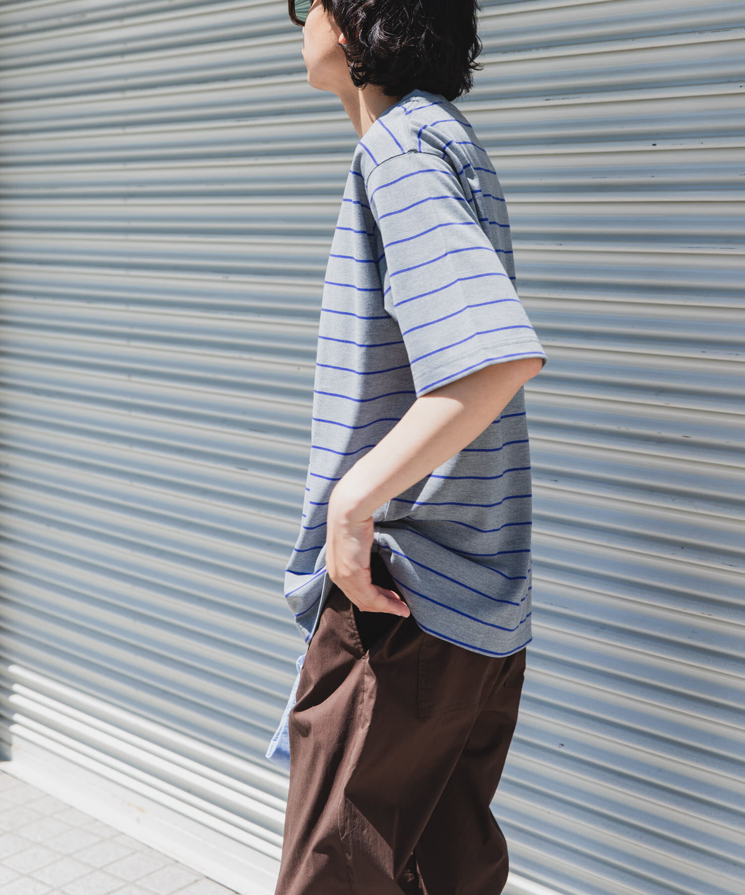 URBAN RESEARCH DOORS「FORK&SPOON　PEカノコボーダーショートスリーブTシャツ」|Tシャツ・カットソー|