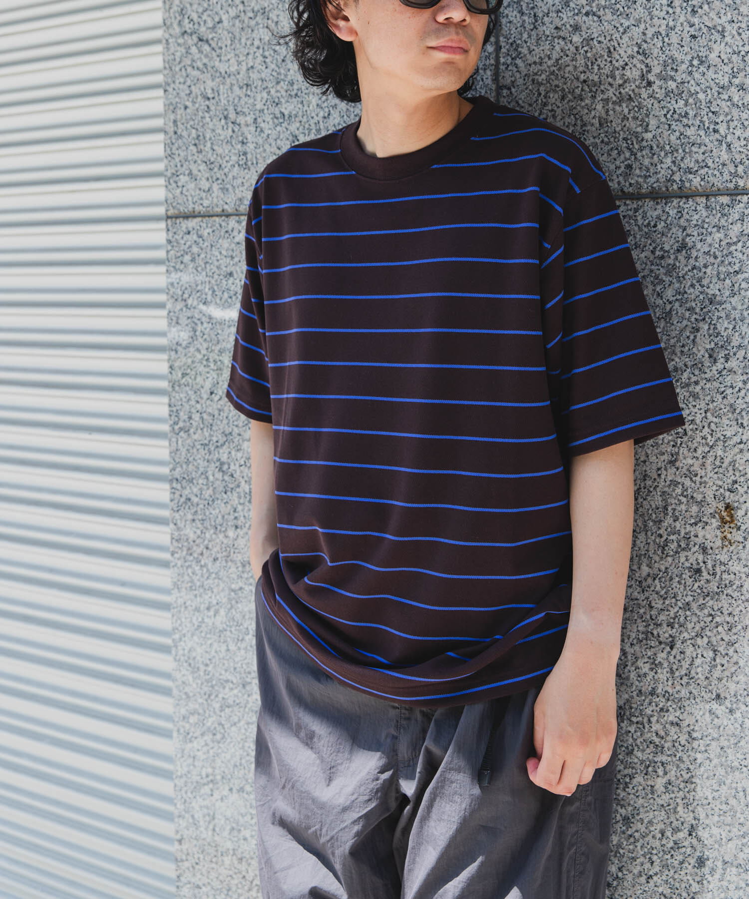 URBAN RESEARCH DOORS「FORK&SPOON　PEカノコボーダーショートスリーブTシャツ」|Tシャツ・カットソー|ブラウン系その他