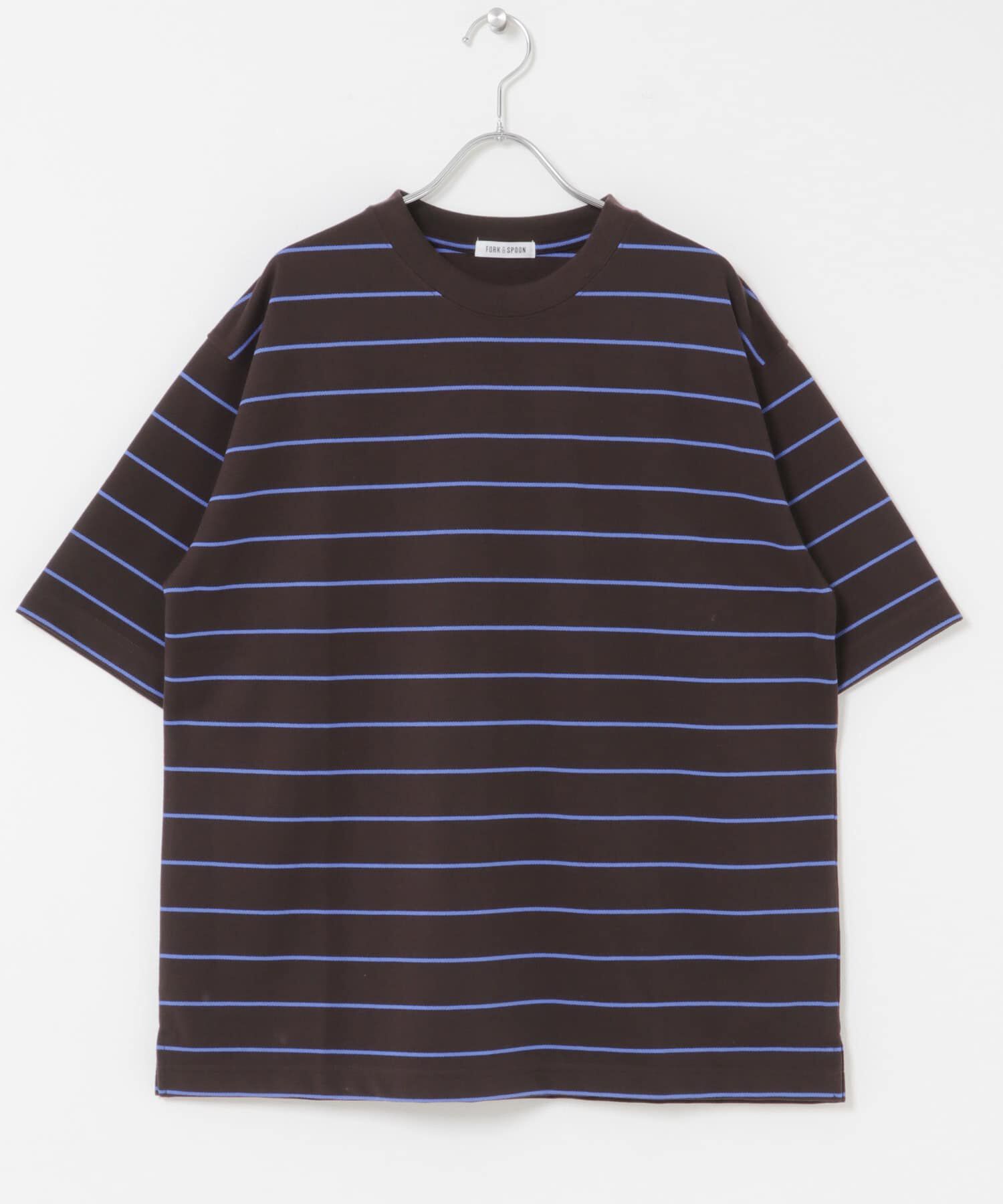 URBAN RESEARCH DOORS「FORK&SPOON　PEカノコボーダーショートスリーブTシャツ」|Tシャツ・カットソー|
