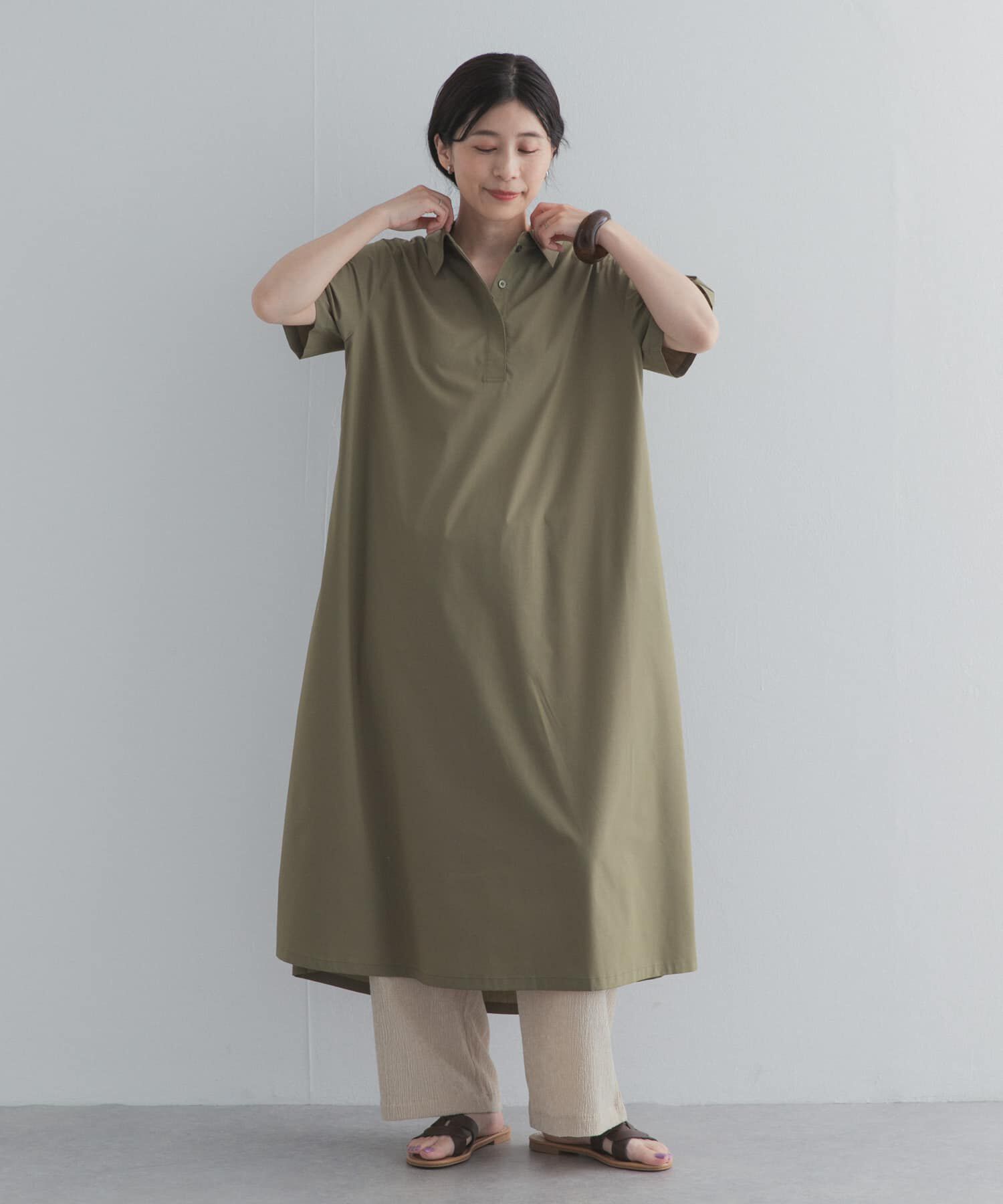 URBAN RESEARCH DOORS「衿付きスキッパーAラインワンピース」|ワンピース|