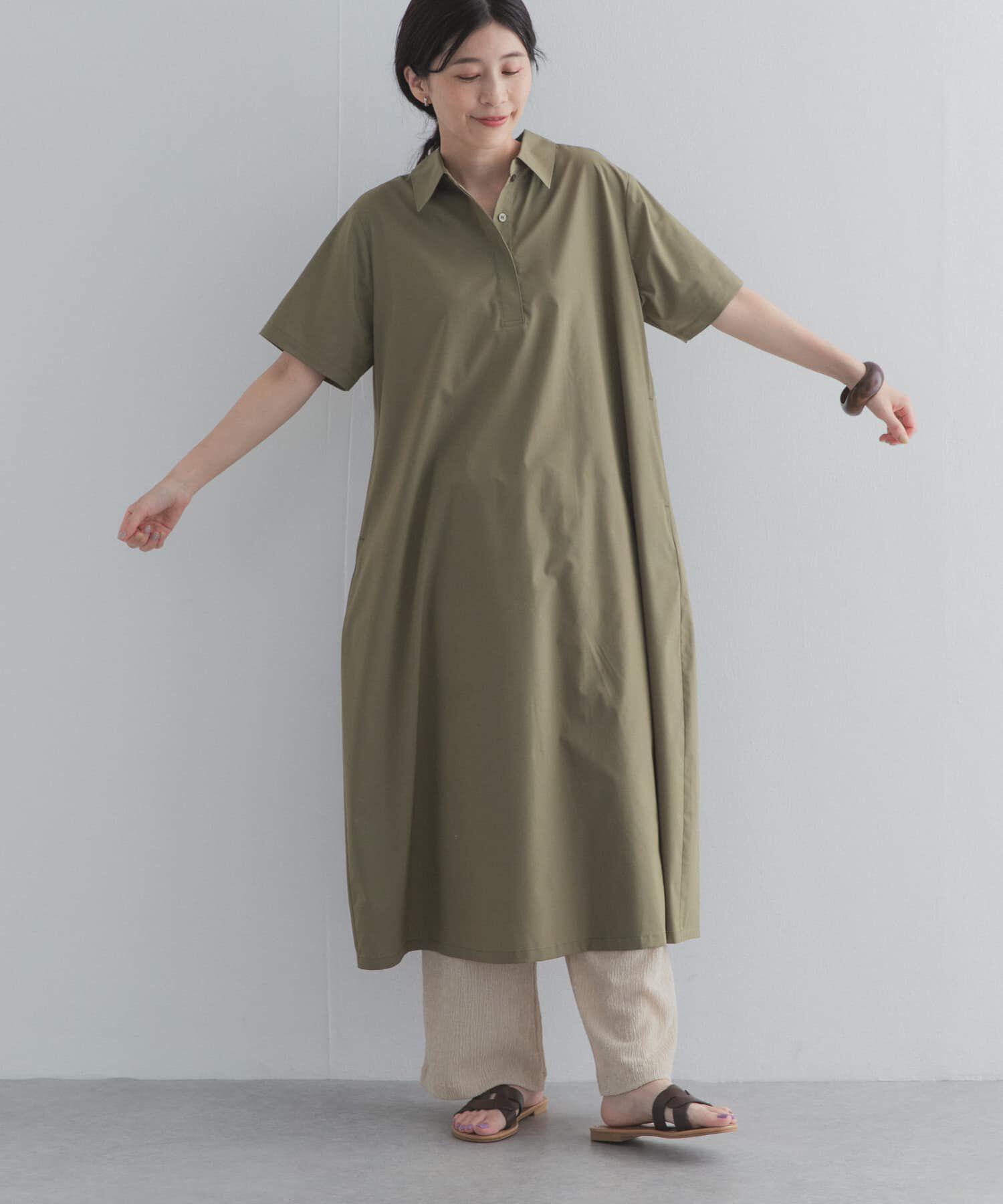 URBAN RESEARCH DOORS「衿付きスキッパーAラインワンピース」|ワンピース|