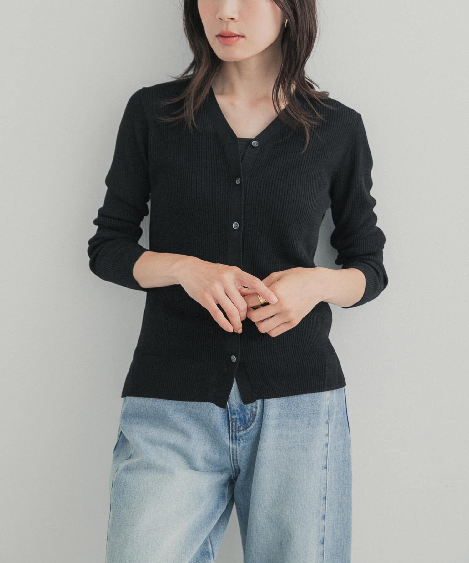 URBAN RESEARCH DOORS「『WEB限定』Vネックリブカーディガン 26AW」|カーディガン|