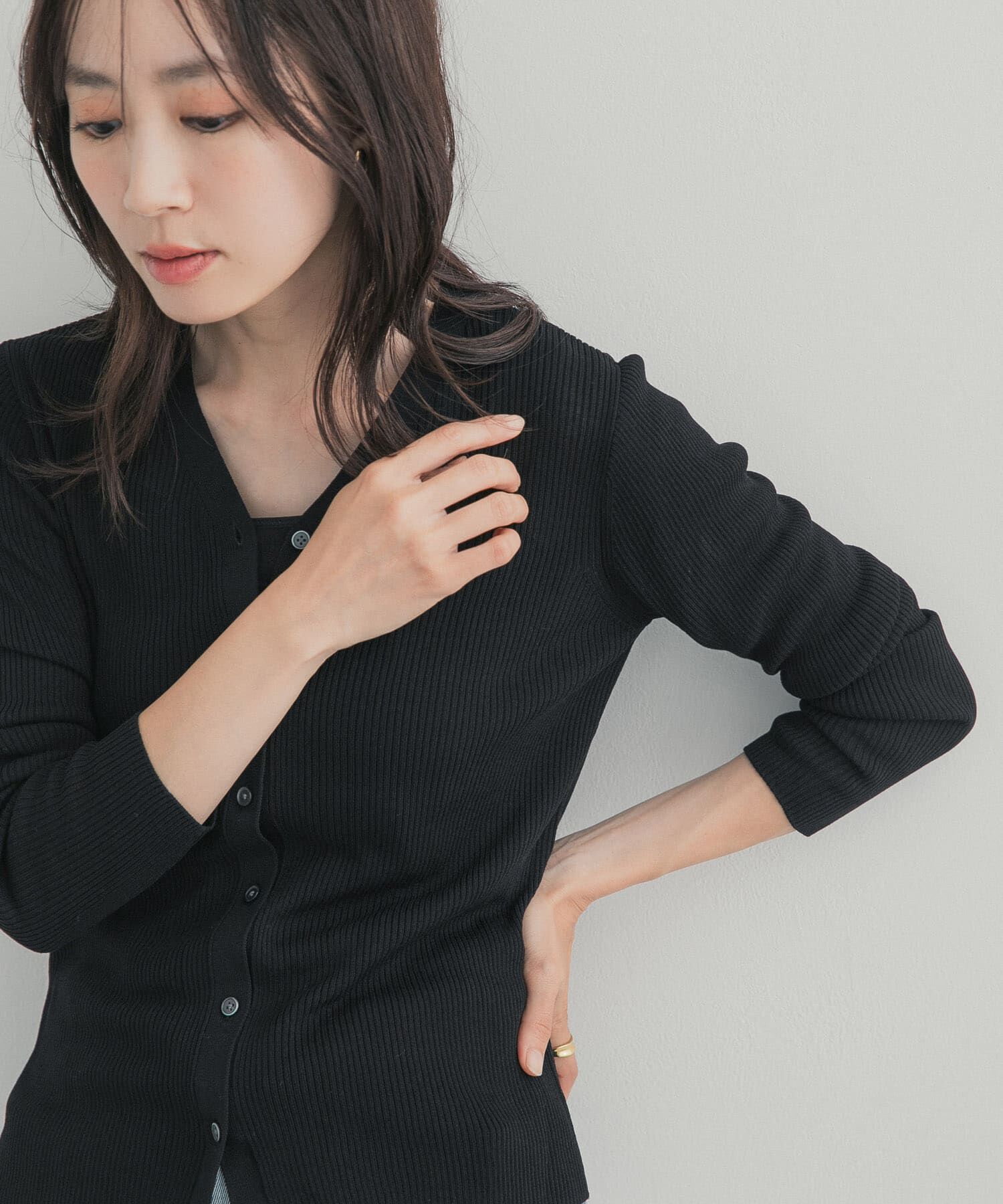 URBAN RESEARCH DOORS「『WEB限定』Vネックリブカーディガン 26AW」|カーディガン|