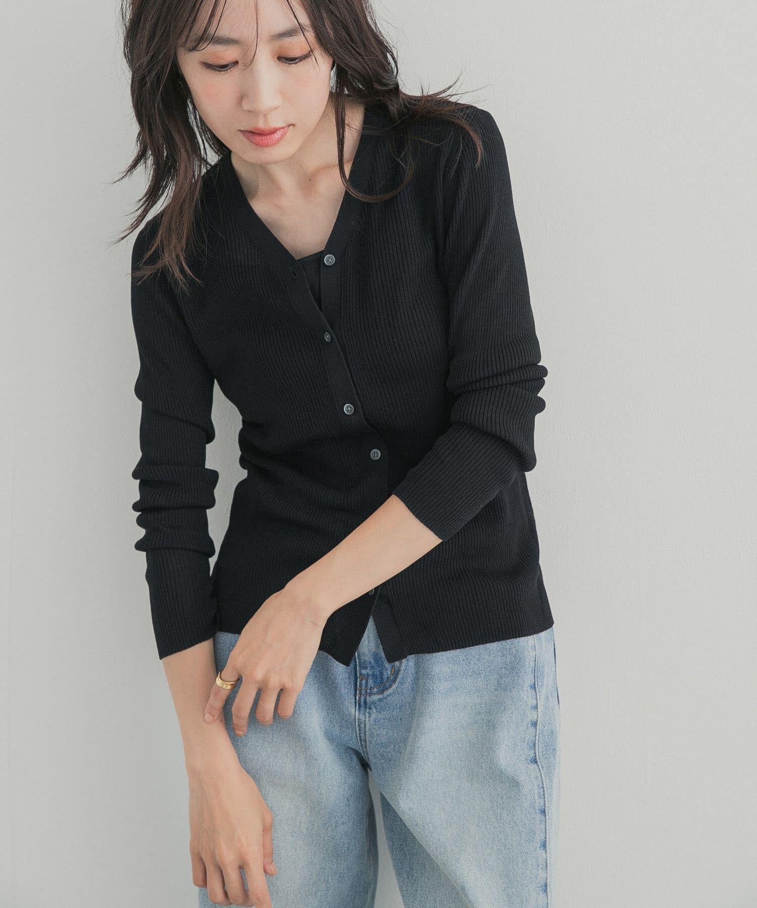 URBAN RESEARCH DOORS「『WEB限定』Vネックリブカーディガン 26AW」|カーディガン|