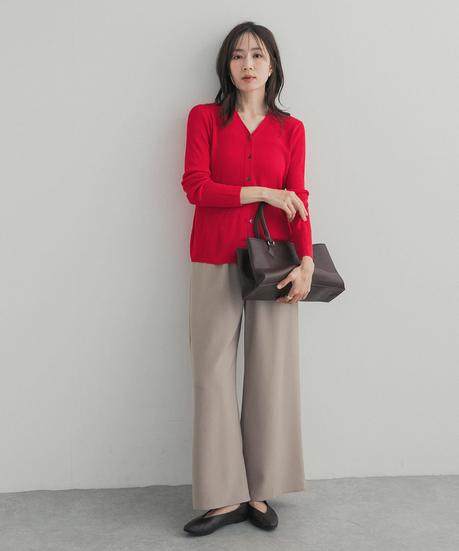 URBAN RESEARCH DOORS「『WEB限定』Vネックリブカーディガン 26AW」|カーディガン|