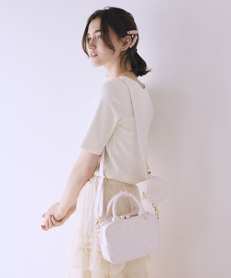 Maison de FLEUR「ミニポーチ付きエンボスロゴスクエアボストン」|ハンドバッグ|