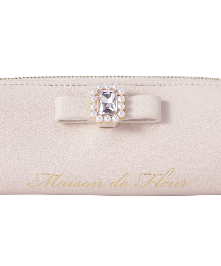 Maison de FLEUR「パールビジュー合皮リボンロングポーチ」|ポーチ|
