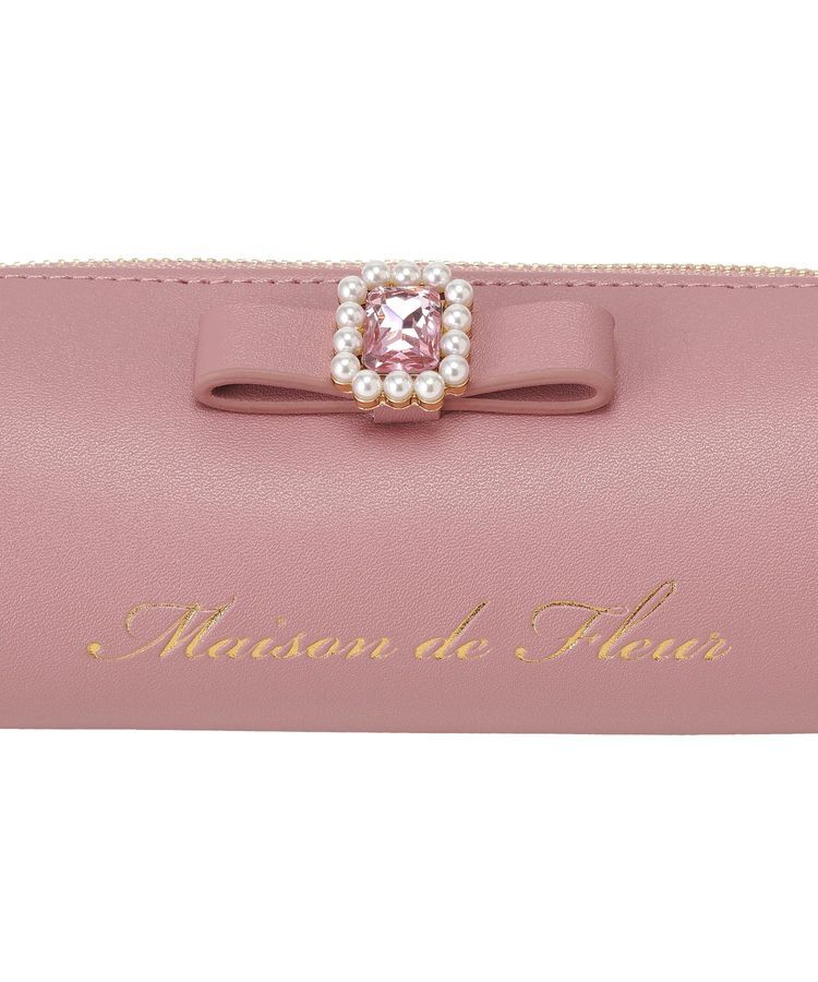 Maison de FLEUR「パールビジュー合皮リボンロングポーチ」|ポーチ|