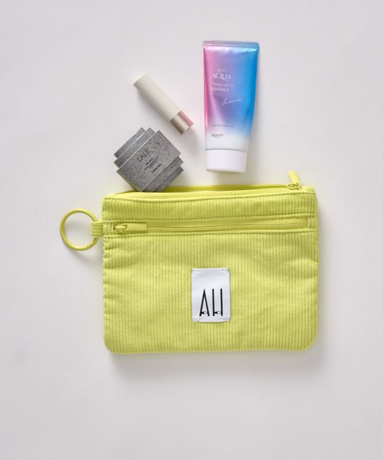 AMERICAN HOLIC「【ホリホリ】コーデュロイダブルジップポーチ」|ポーチ|Lemon Yellow