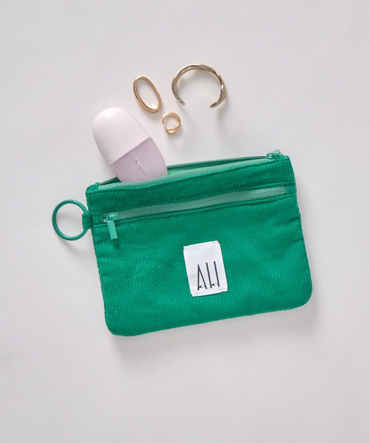 AMERICAN HOLIC「【ホリホリ】コーデュロイダブルジップポーチ」|ポーチ|Green