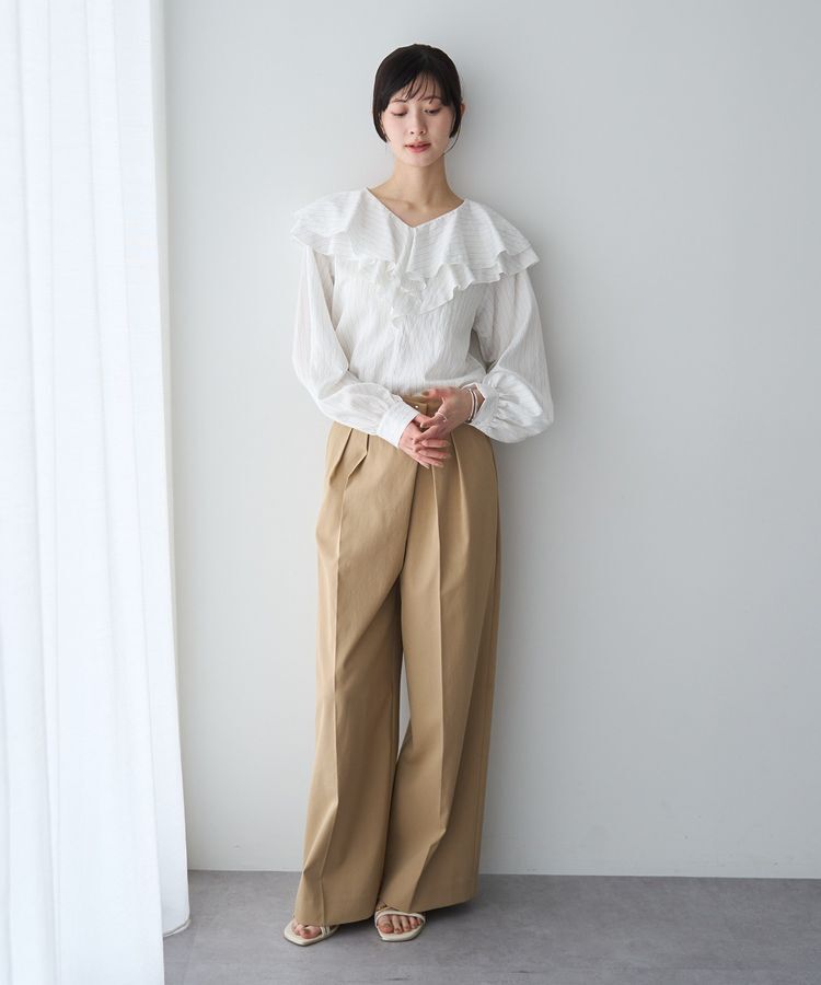 YECCA VECCA「ストライプ柄ラッフルブラウス」|シャツ・ブラウス|