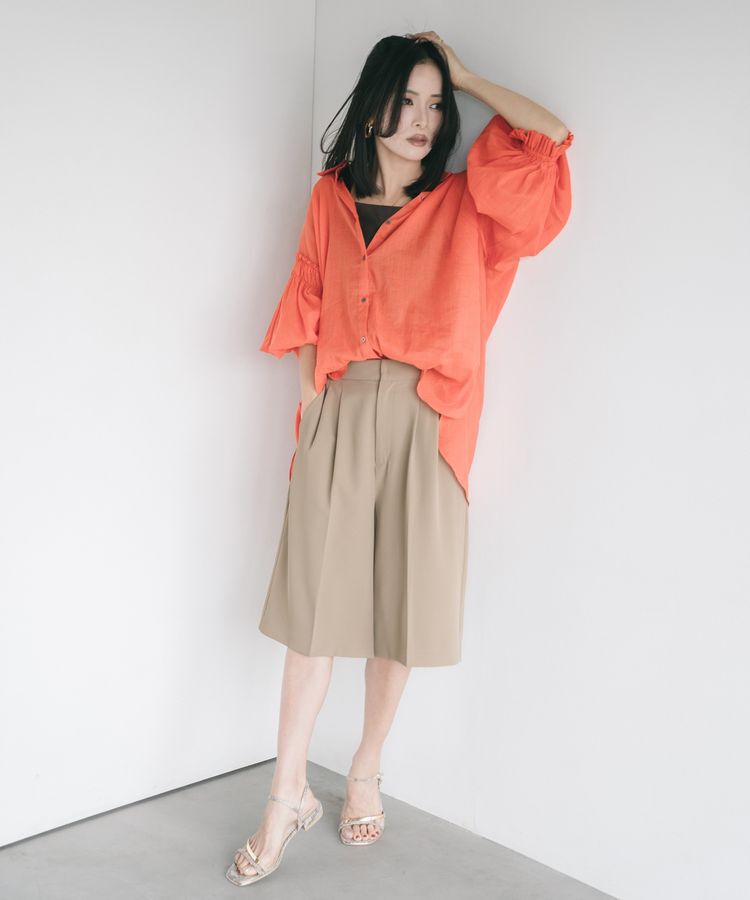 YECCA VECCA「【尾崎紗代子さん着用】タックハーフパンツ」|その他|Camel
