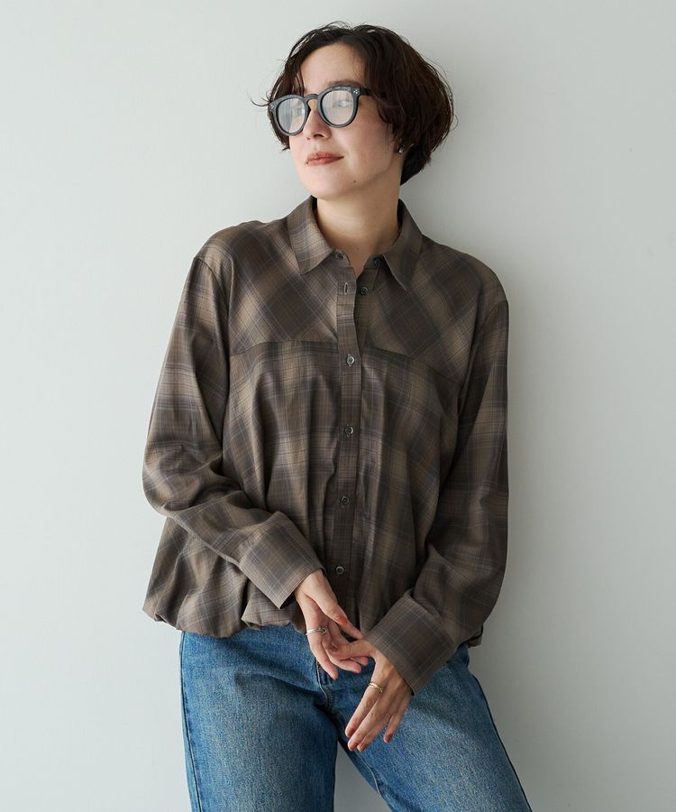 YECCA VECCA「チェック柄バルーンシャツ」|シャツ・ブラウス|