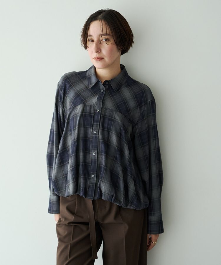 YECCA VECCA「チェック柄バルーンシャツ」|シャツ・ブラウス|
