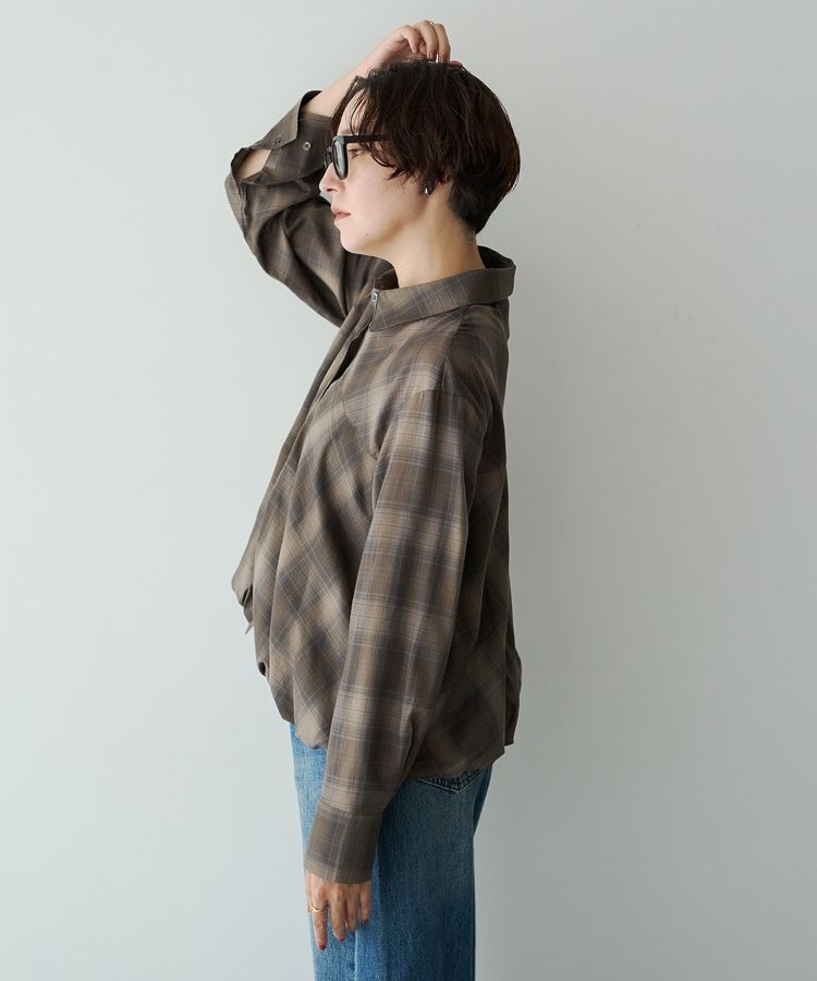 YECCA VECCA「チェック柄バルーンシャツ」|シャツ・ブラウス|