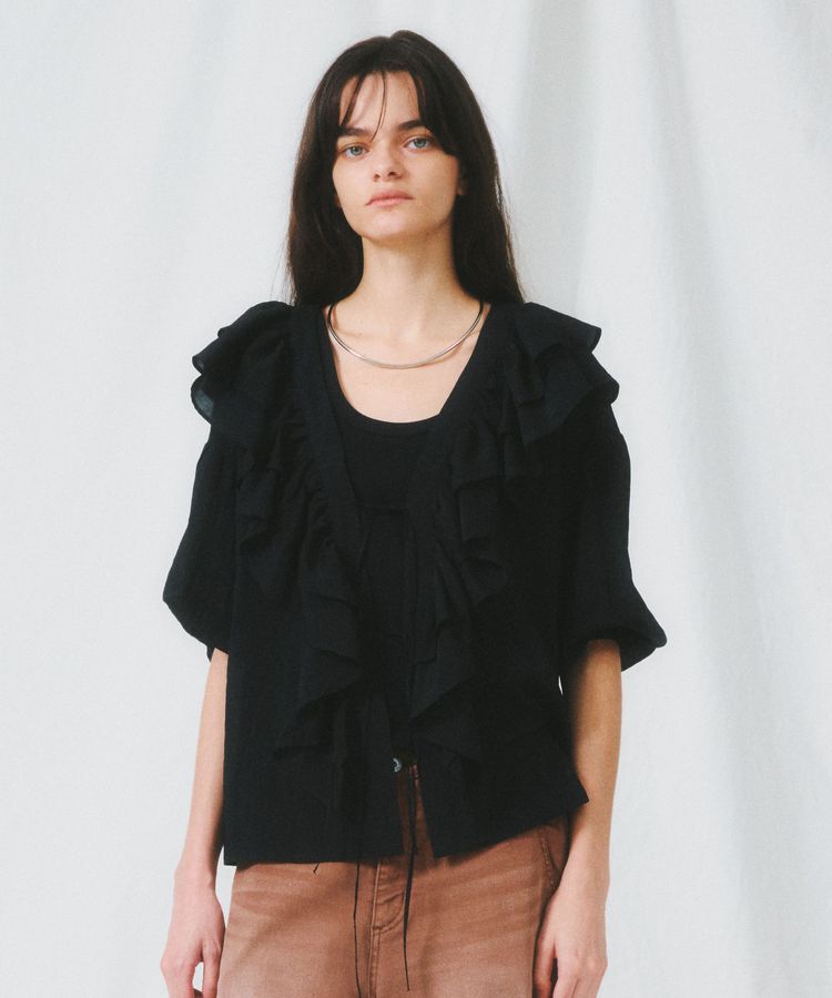 GARAGE OF GOOD CLOTHING「ボリュームラッフルカラーブラウス」|シャツ・ブラウス|Black
