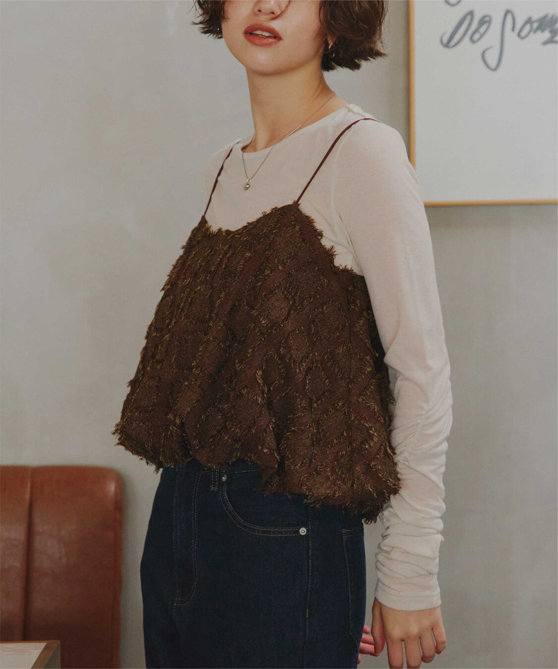 titivate「袖シャーリングシアートップス」|Tシャツ・カットソー|アイボリー