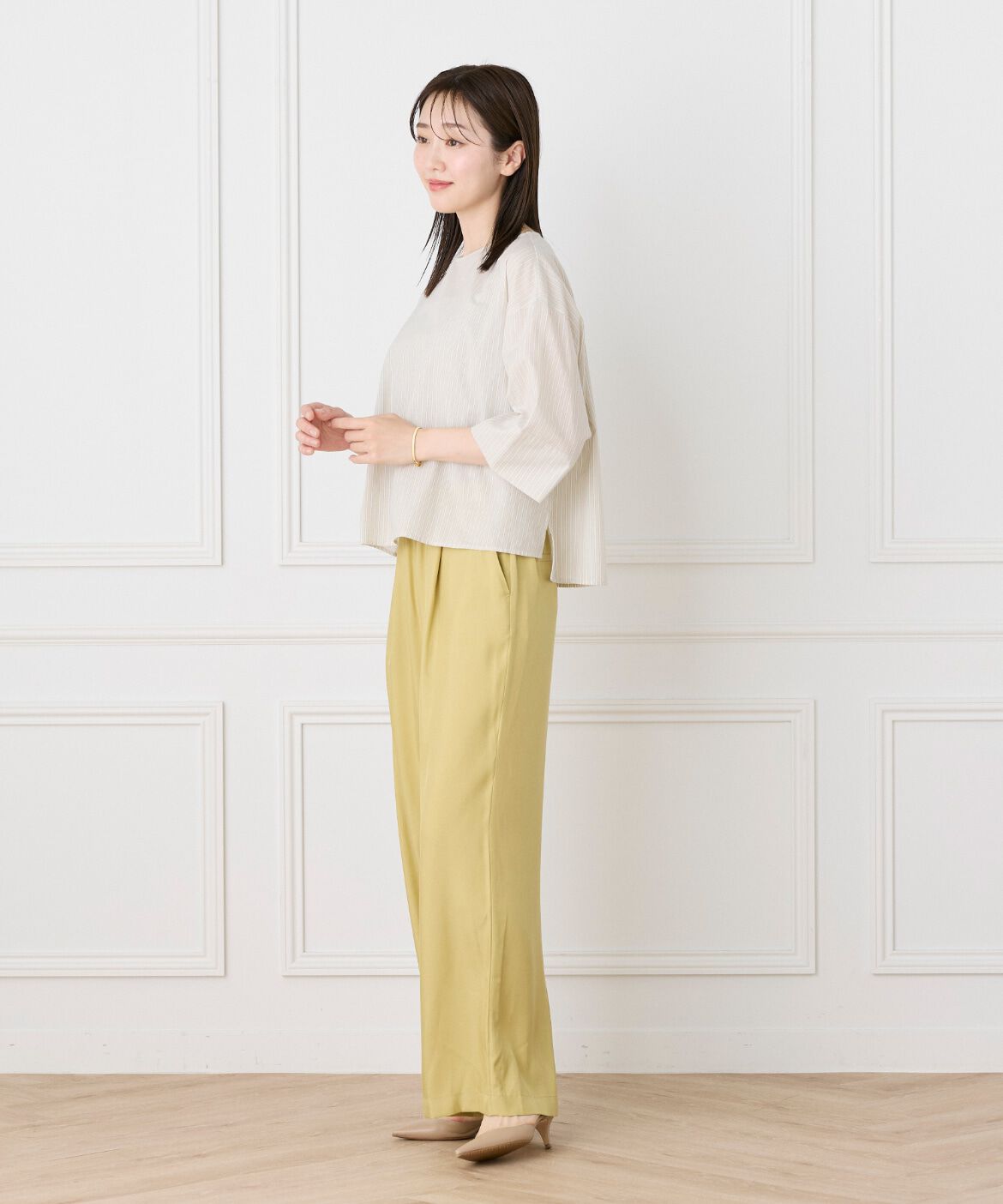 Le Souk「《大きいサイズ》フィブリルタックワイドパンツ」|その他|