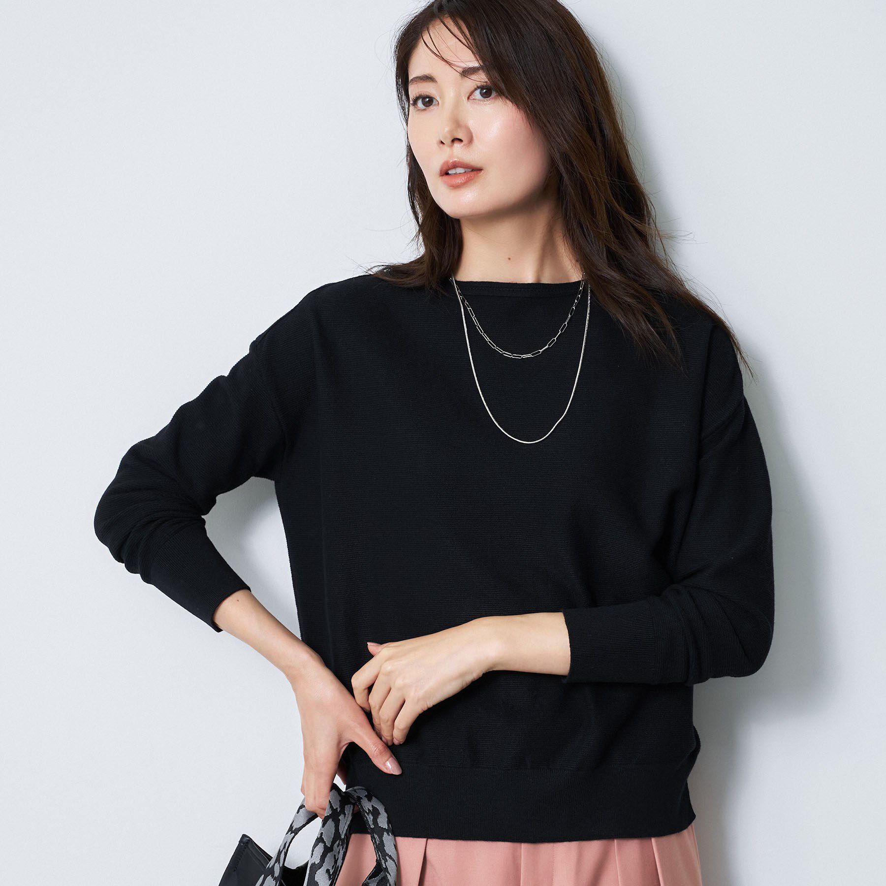 Reflect「ボートネックニットトップス」|ニット・セーター|ブラック(019)