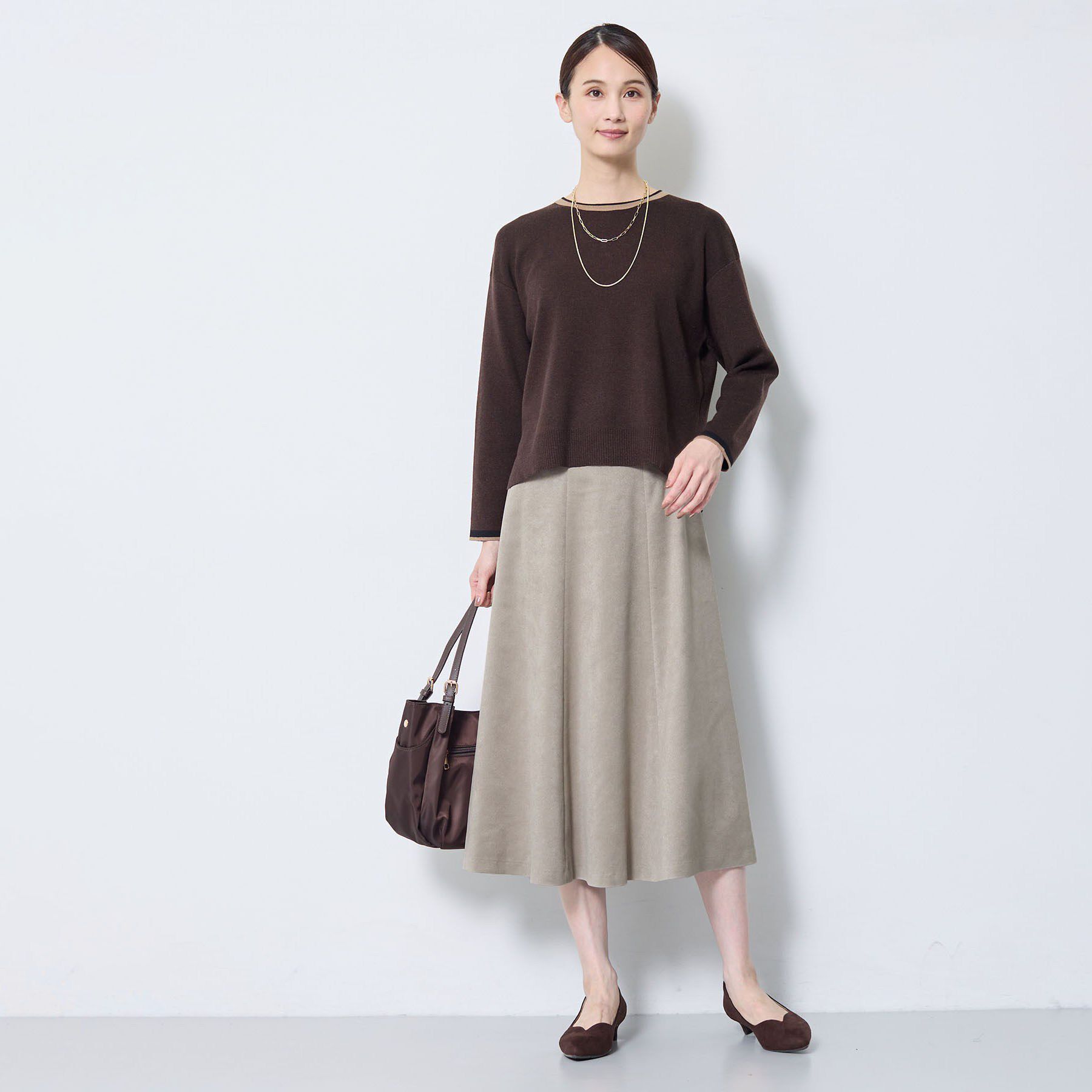 Reflect「【通勤】フェイクスエードフレアスカート」|スカート|