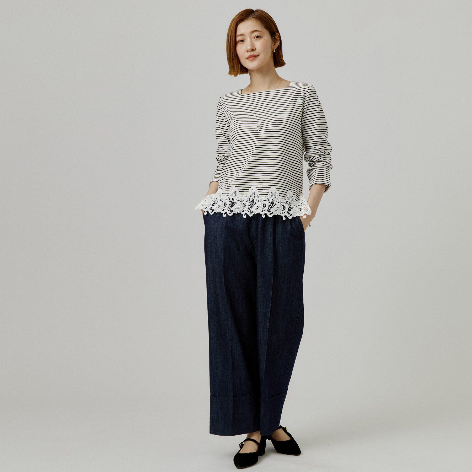 grove「裾レーススクエアネックカットソー」|Tシャツ・カットソー|