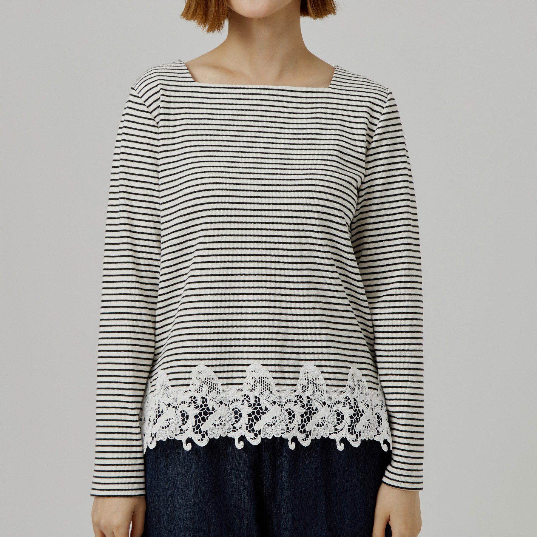grove「裾レーススクエアネックカットソー」|Tシャツ・カットソー|