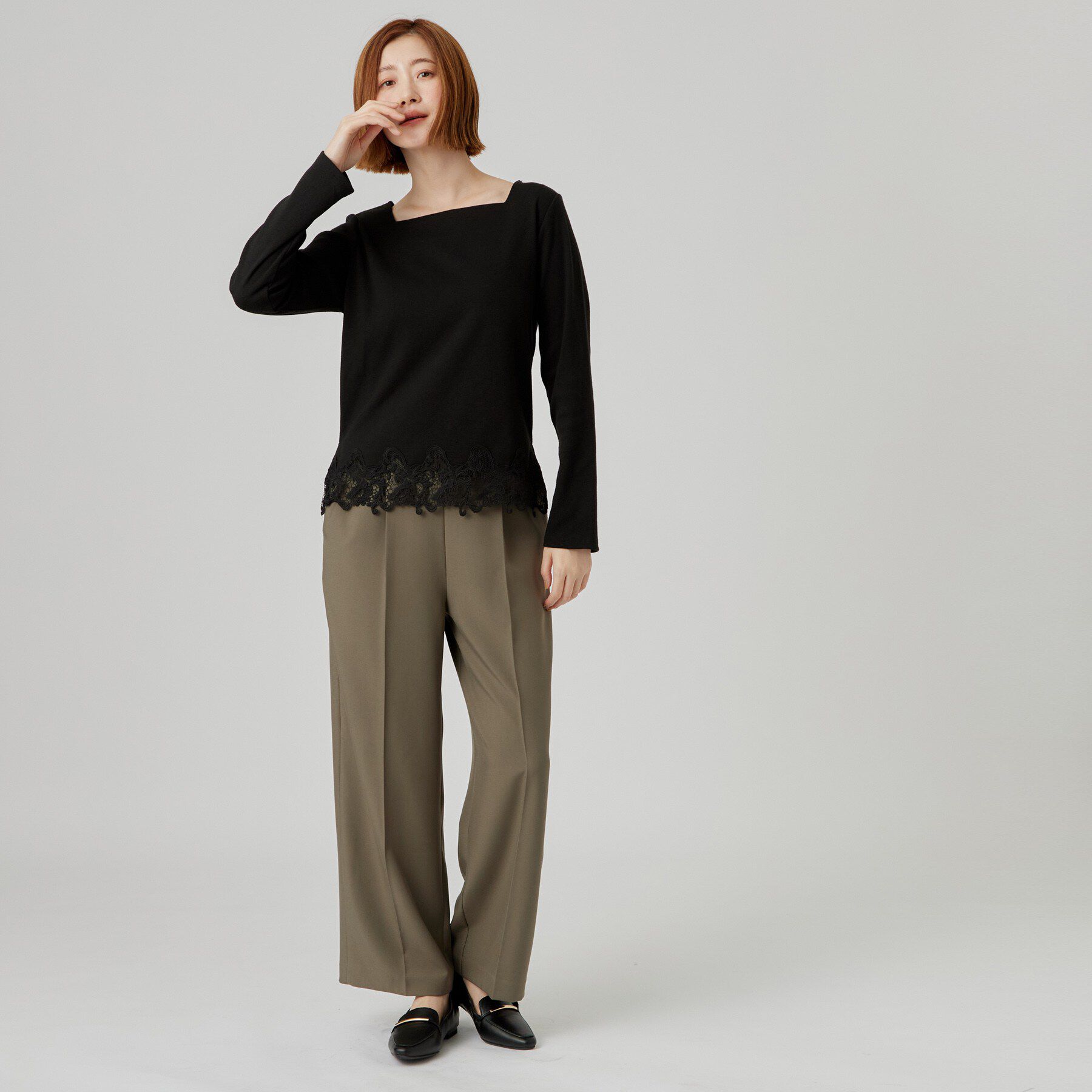 grove「裾レーススクエアネックカットソー」|Tシャツ・カットソー|